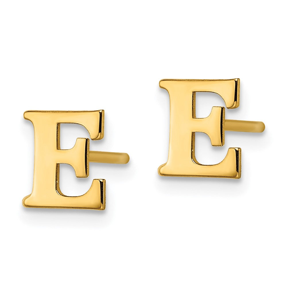 Gold Plated Sterling Silver Letter E Initial Post Earrings