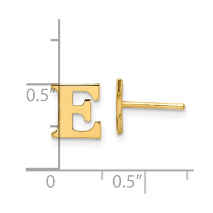 Gold Plated Sterling Silver Letter E Initial Post Earrings