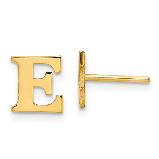 Gold Plated Sterling Silver Letter E Initial Post Earrings
