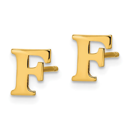 Gold Plated Sterling Silver Letter F Initial Post Earrings
