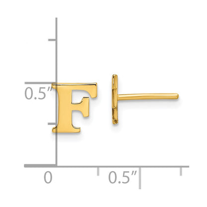 Gold Plated Sterling Silver Letter F Initial Post Earrings