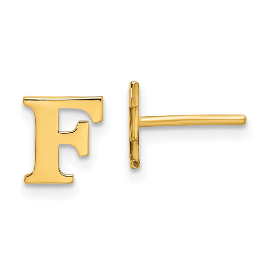 Gold Plated Sterling Silver Letter F Initial Post Earrings