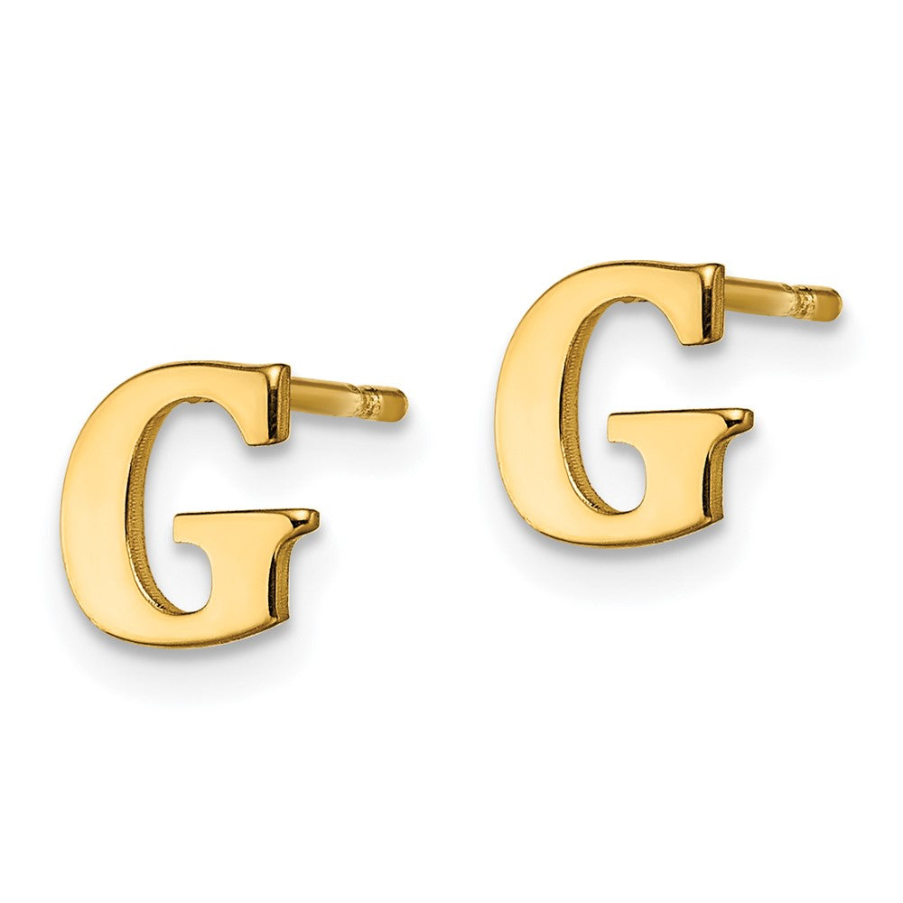 Gold Plated Sterling Silver Letter G Initial Post Earrings