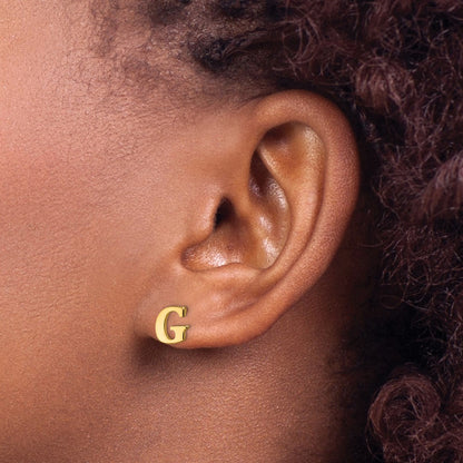 Gold Plated Sterling Silver Letter G Initial Post Earrings