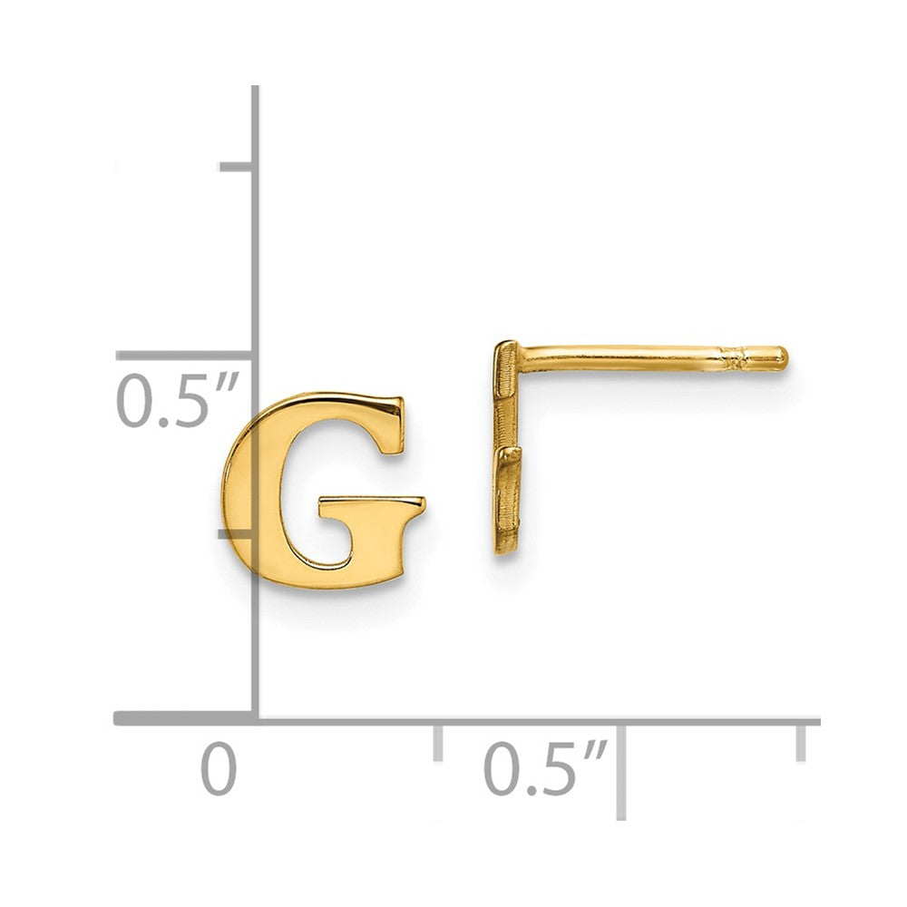 Gold Plated Sterling Silver Letter G Initial Post Earrings