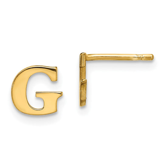 Gold Plated Sterling Silver Letter G Initial Post Earrings