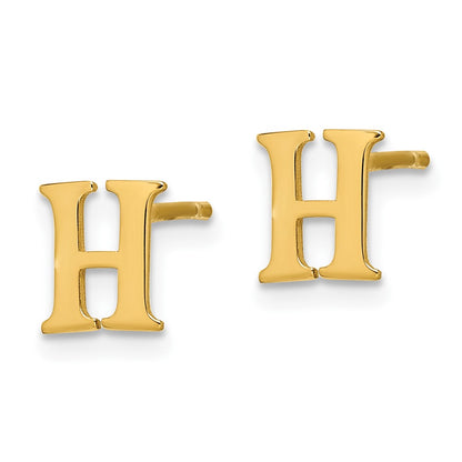 Gold Plated Sterling Silver Letter H Initial Post Earrings