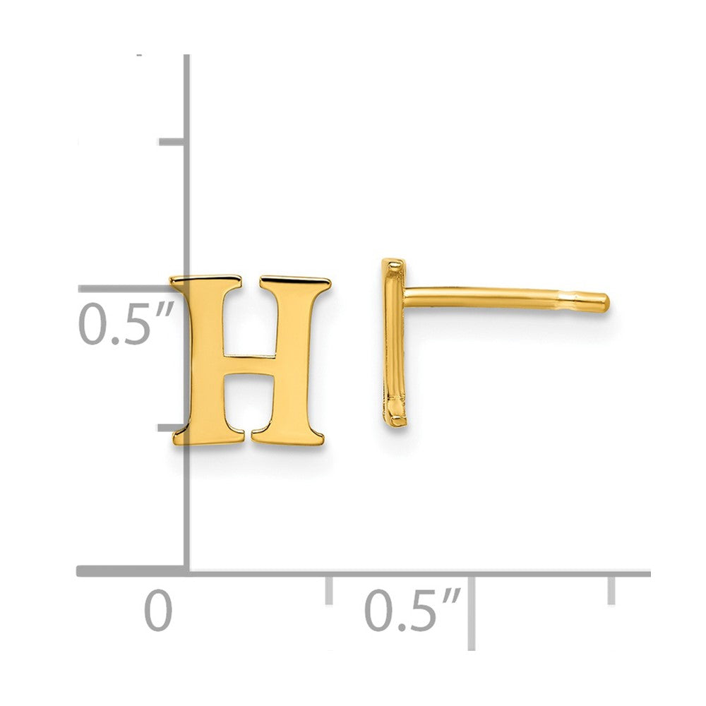 Gold Plated Sterling Silver Letter H Initial Post Earrings