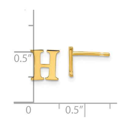 Gold Plated Sterling Silver Letter H Initial Post Earrings