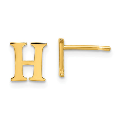Gold Plated Sterling Silver Letter H Initial Post Earrings