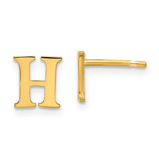 Gold Plated Sterling Silver Letter H Initial Post Earrings