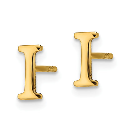 Gold Plated Sterling Silver Letter I Initial Post Earrings