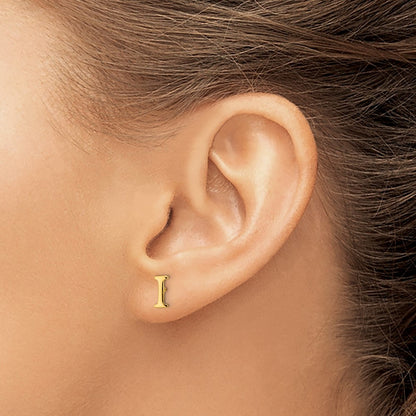 Gold Plated Sterling Silver Letter I Initial Post Earrings