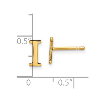 Gold Plated Sterling Silver Letter I Initial Post Earrings