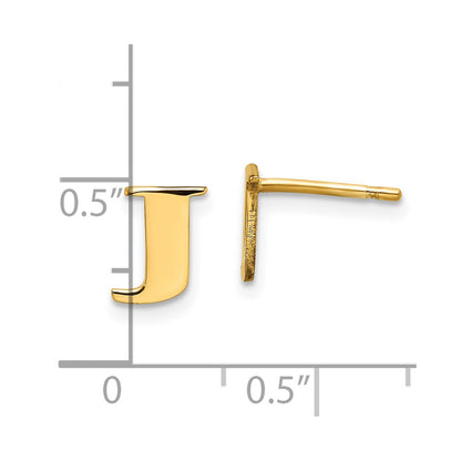 Gold Plated Sterling Silver Letter J Initial Post Earrings