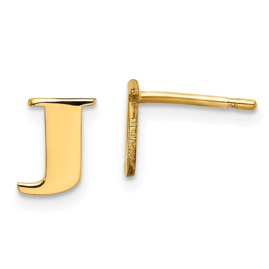 Gold Plated Sterling Silver Letter J Initial Post Earrings