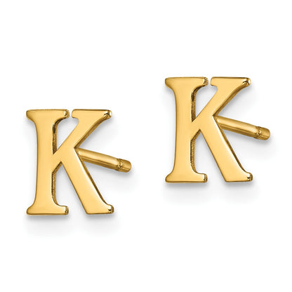 Gold Plated Sterling Silver Letter K Initial Post Earrings