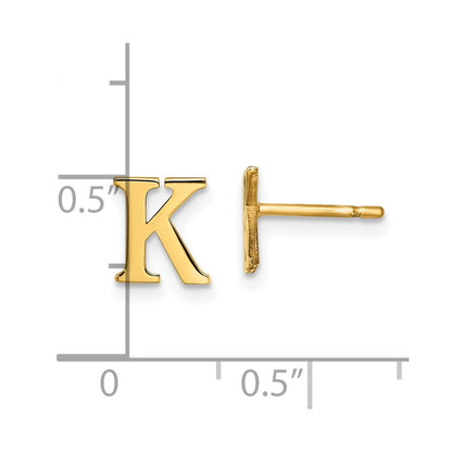 Gold Plated Sterling Silver Letter K Initial Post Earrings