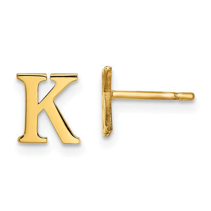 Gold Plated Sterling Silver Letter K Initial Post Earrings