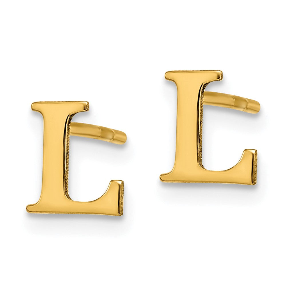 Gold Plated Sterling Silver Letter L Initial Post Earrings