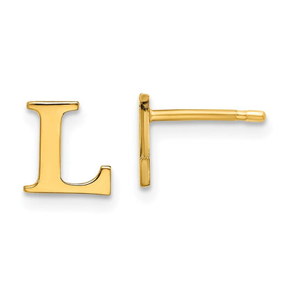 Gold Plated Sterling Silver Letter L Initial Post Earrings