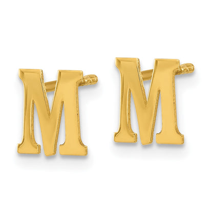 Gold Plated Sterling Silver Letter M Initial Post Earrings