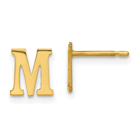 Gold Plated Sterling Silver Letter M Initial Post Earrings