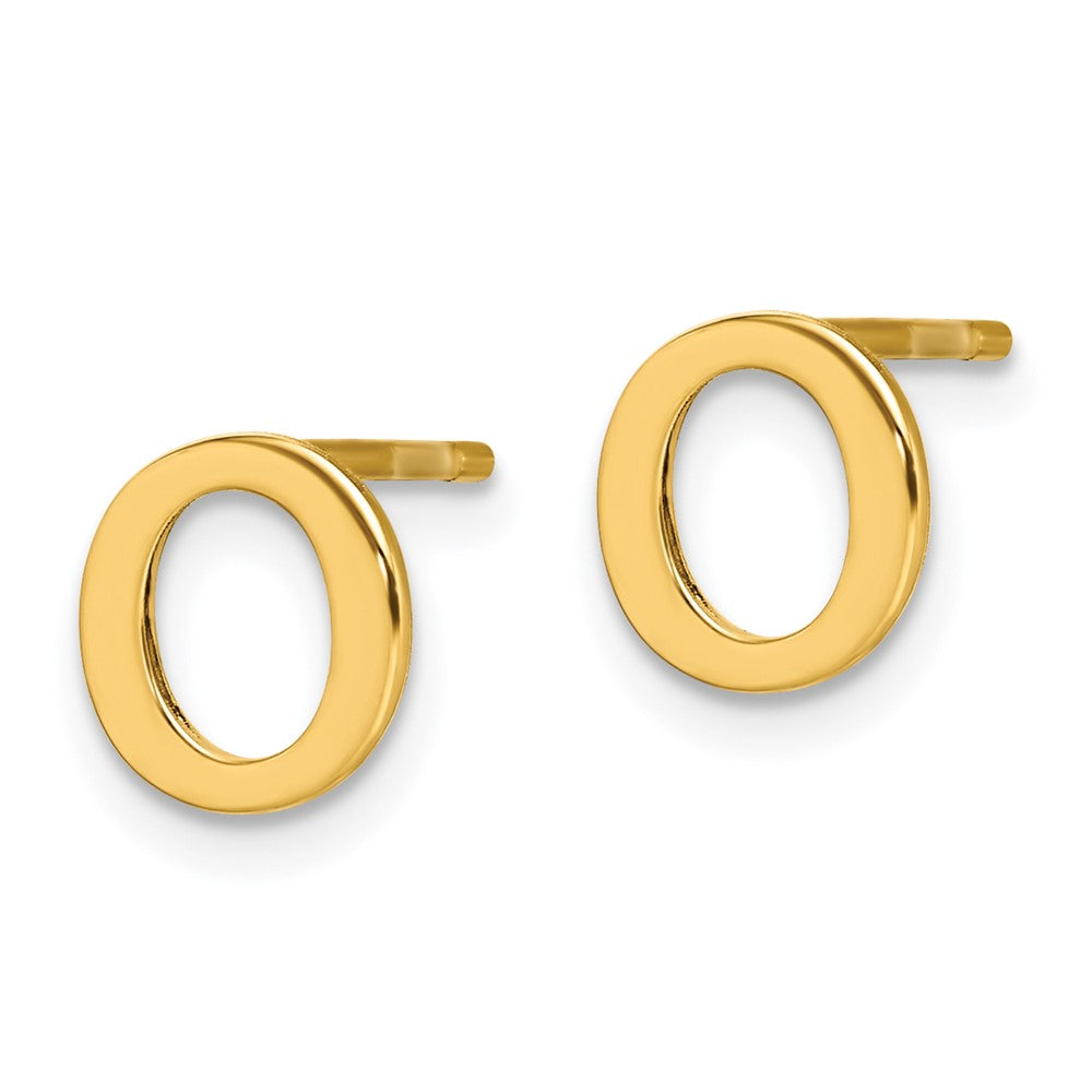 Gold Plated Sterling Silver Letter O Initial Post Earrings