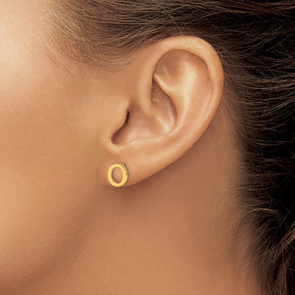 Gold Plated Sterling Silver Letter O Initial Post Earrings