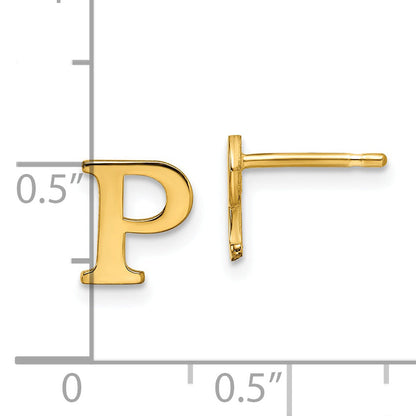 Gold Plated Sterling Silver Letter P Initial Post Earrings