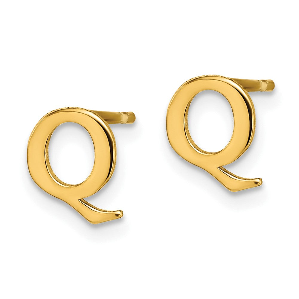 Gold Plated Sterling Silver Letter Q Initial Post Earrings