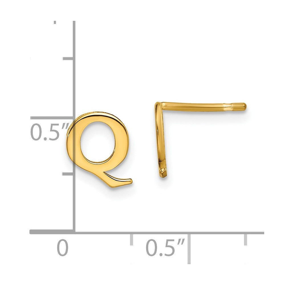 Gold Plated Sterling Silver Letter Q Initial Post Earrings
