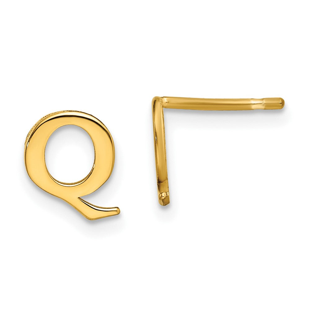 Gold Plated Sterling Silver Letter Q Initial Post Earrings