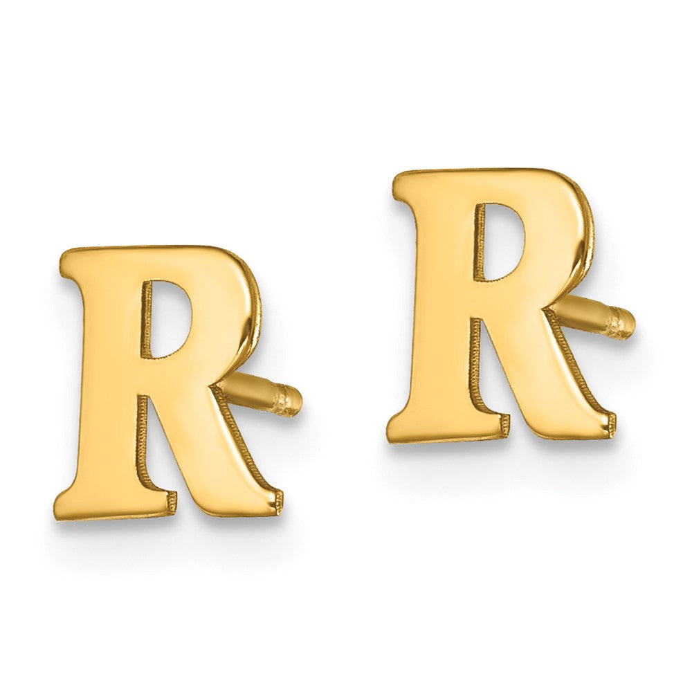 Gold Plated Sterling Silver Letter R Initial Post Earrings