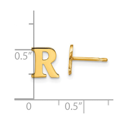 Gold Plated Sterling Silver Letter R Initial Post Earrings