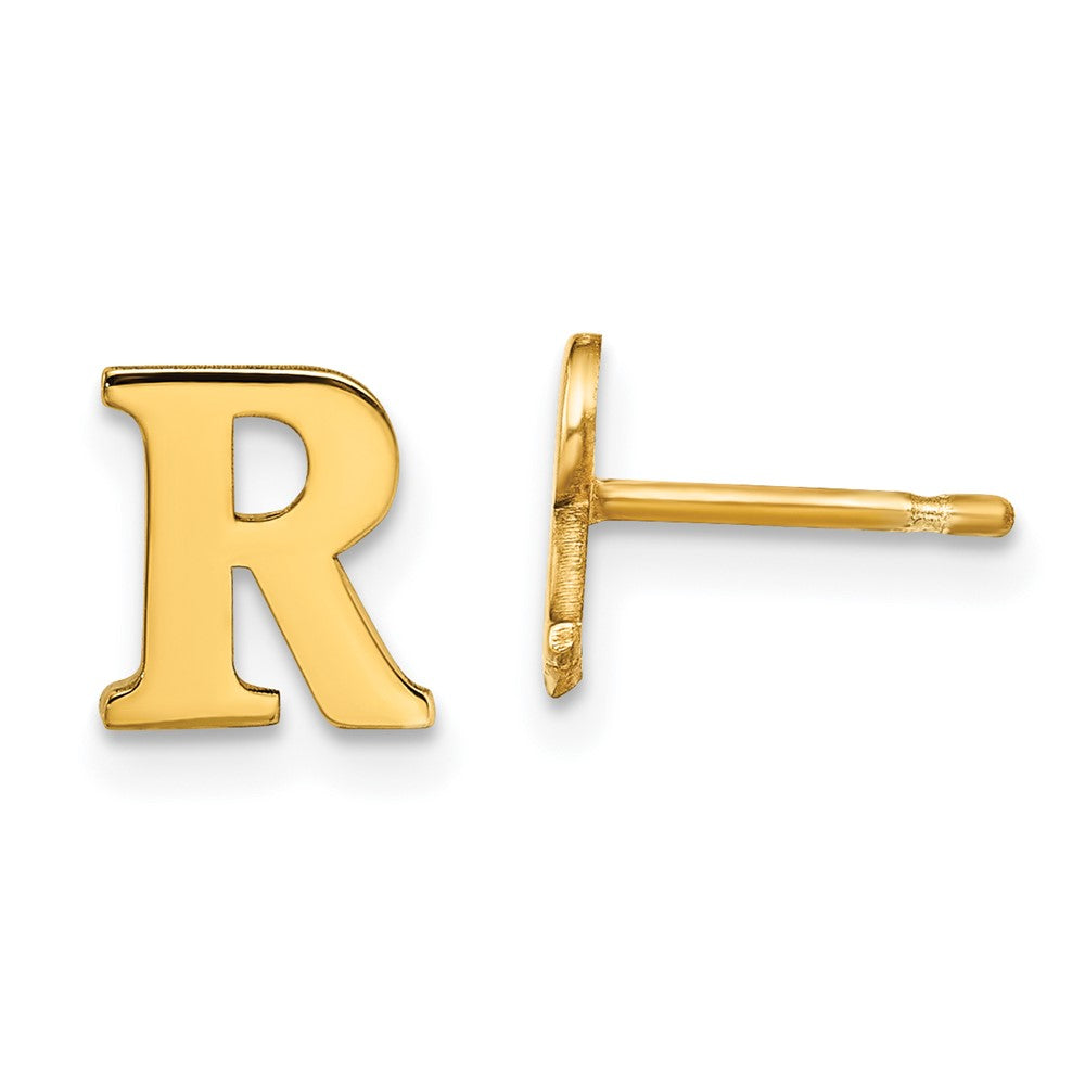 Gold Plated Sterling Silver Letter R Initial Post Earrings