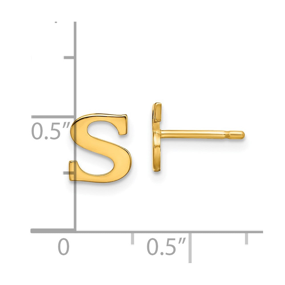 Gold Plated Sterling Silver Letter S Initial Post Earrings