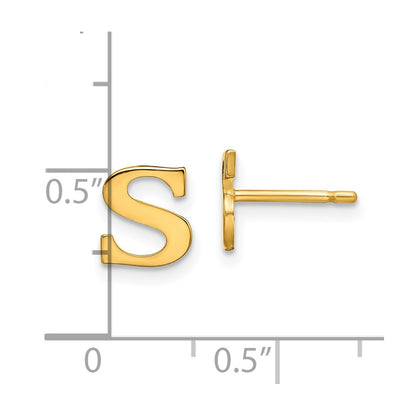 Gold Plated Sterling Silver Letter S Initial Post Earrings