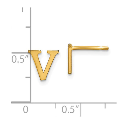 Gold Plated Sterling Silver Letter V Initial Post Earrings