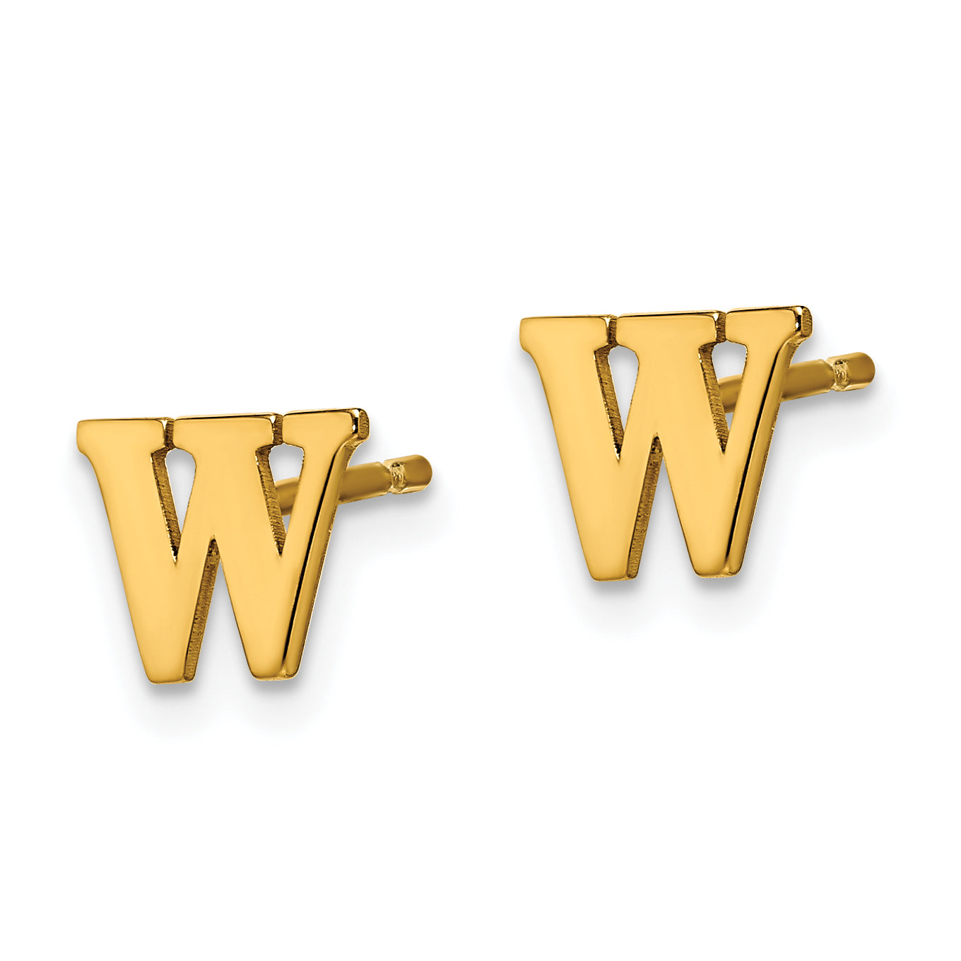 Gold Plated Sterling Silver Letter W Initial Post Earrings