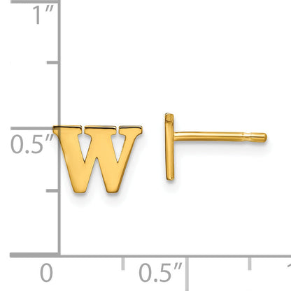 Gold Plated Sterling Silver Letter W Initial Post Earrings