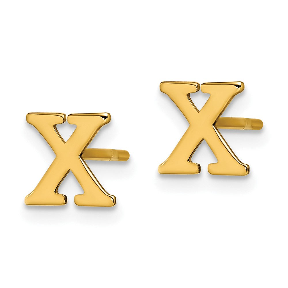 Gold Plated Sterling Silver Letter X Initial Post Earrings
