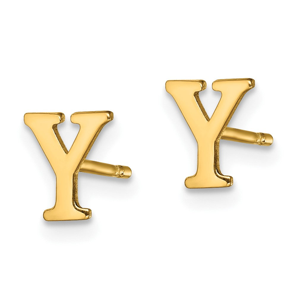 Gold Plated Sterling Silver Letter Y Initial Post Earrings