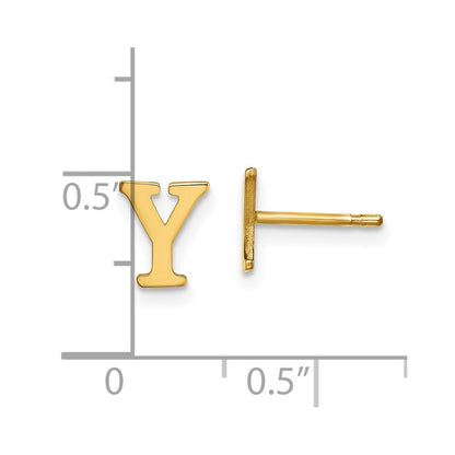 Gold Plated Sterling Silver Letter Y Initial Post Earrings