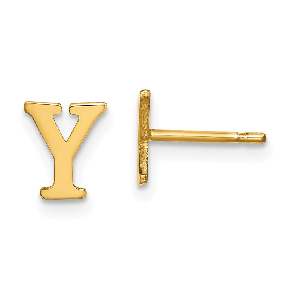Gold Plated Sterling Silver Letter Y Initial Post Earrings