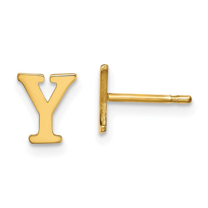 Gold Plated Sterling Silver Letter Y Initial Post Earrings