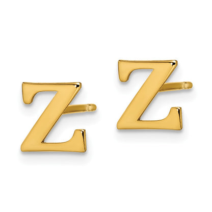 Gold Plated Sterling Silver Letter Z Initial Post Earrings