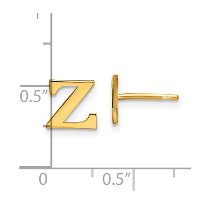 Gold Plated Sterling Silver Letter Z Initial Post Earrings