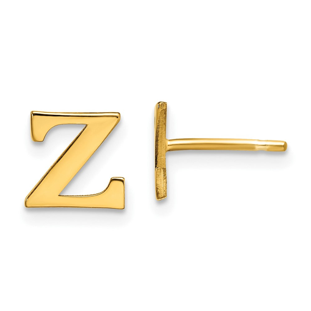 Gold Plated Sterling Silver Letter Z Initial Post Earrings