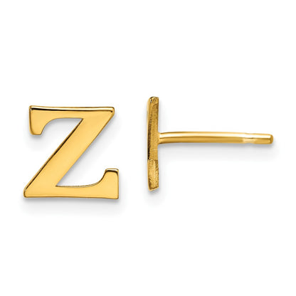 Gold Plated Sterling Silver Letter Z Initial Post Earrings